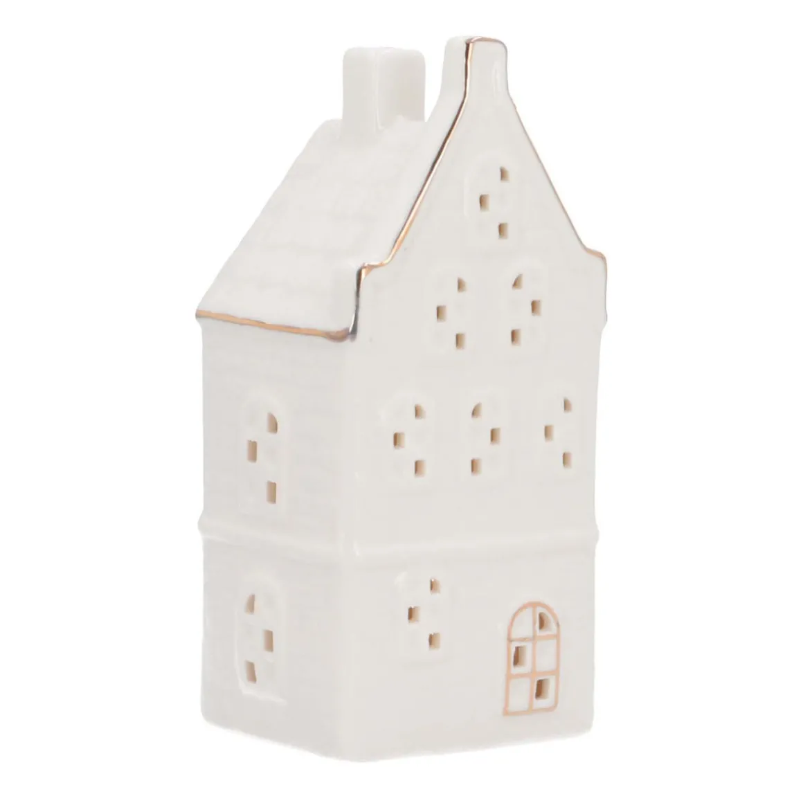 Miniature House With LED | Porcelain | 18cm | White