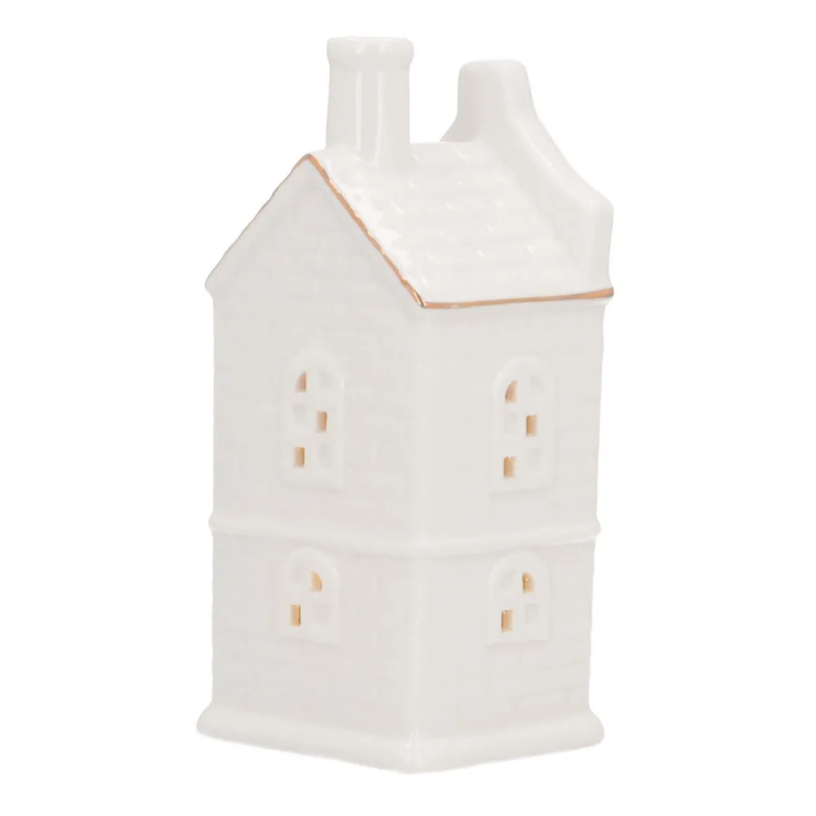 Miniature House With LED | Porcelain | 17cm | White