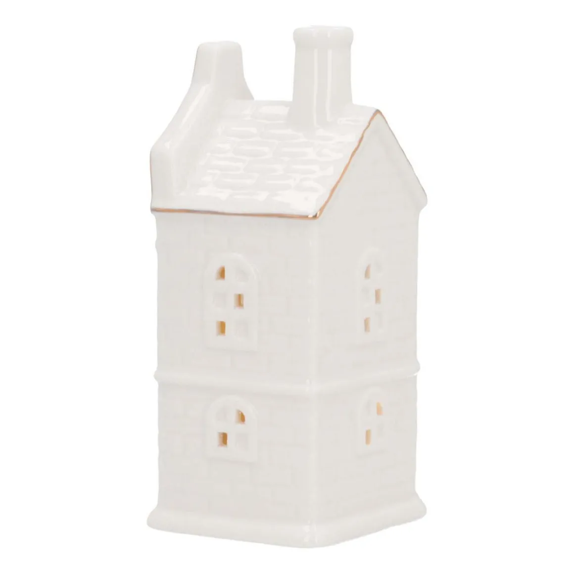 Miniature House With LED | Porcelain | 17cm | White