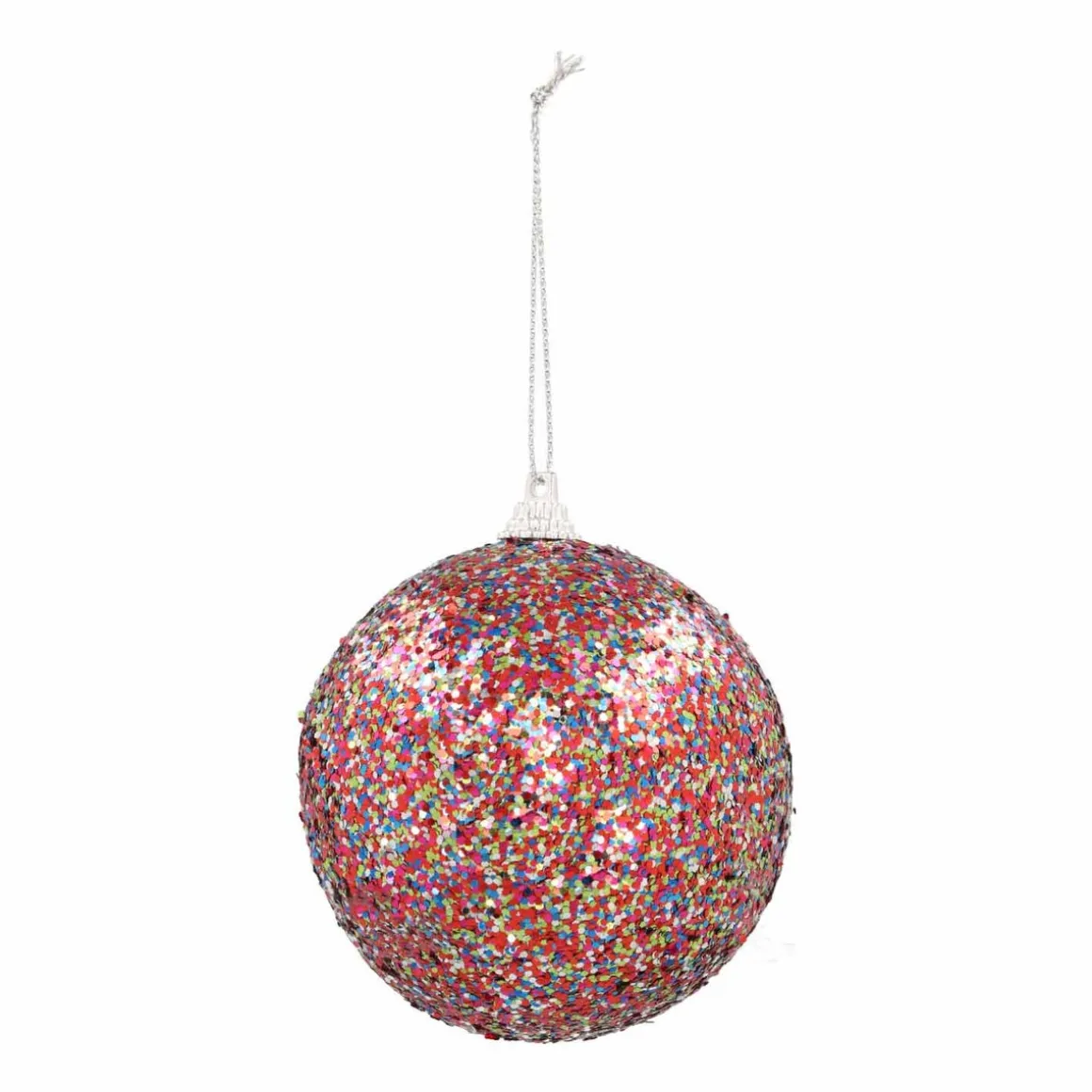 Multicolour Glitter Christmas Bauble | Shatterproof 8 Cm