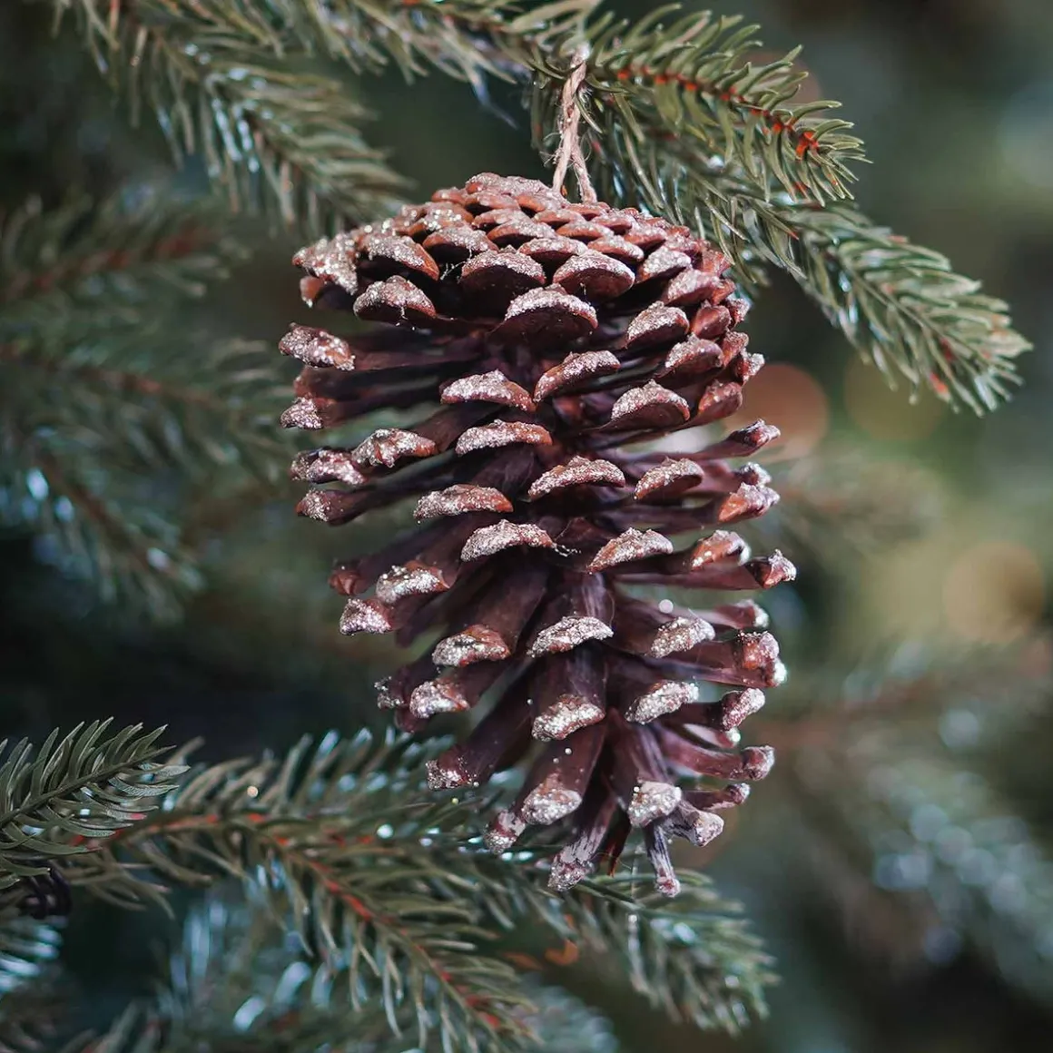 Natural Pinecone With Glitter 12 Cm
