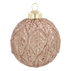 Nostalgic Brown Christmas Bauble With Leaf Motif