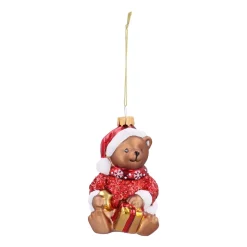 Nostalgic Teddy Bear Ornament With Santa Hat