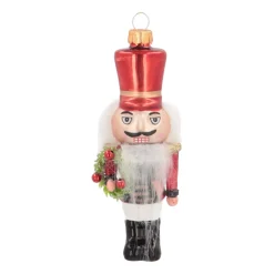 Nutcracker Christmas Ornament | Glass | Red | 13cm