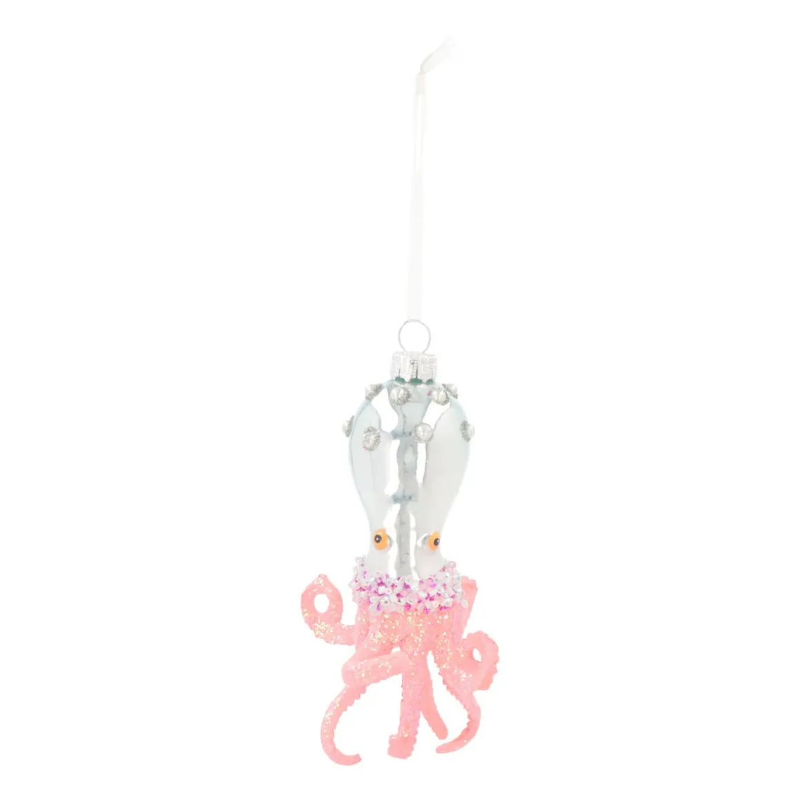 Octopus Glass Hanging Figurine 13.5cm Pink
