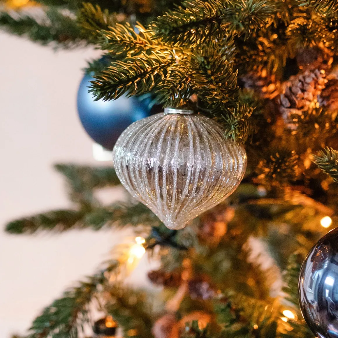 Onion Glass Bauble Lampion | Antique Silver | 8 Cm