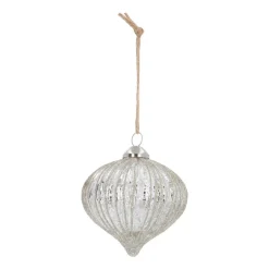 Onion Glass Bauble Lampion | Antique Silver | 8 Cm