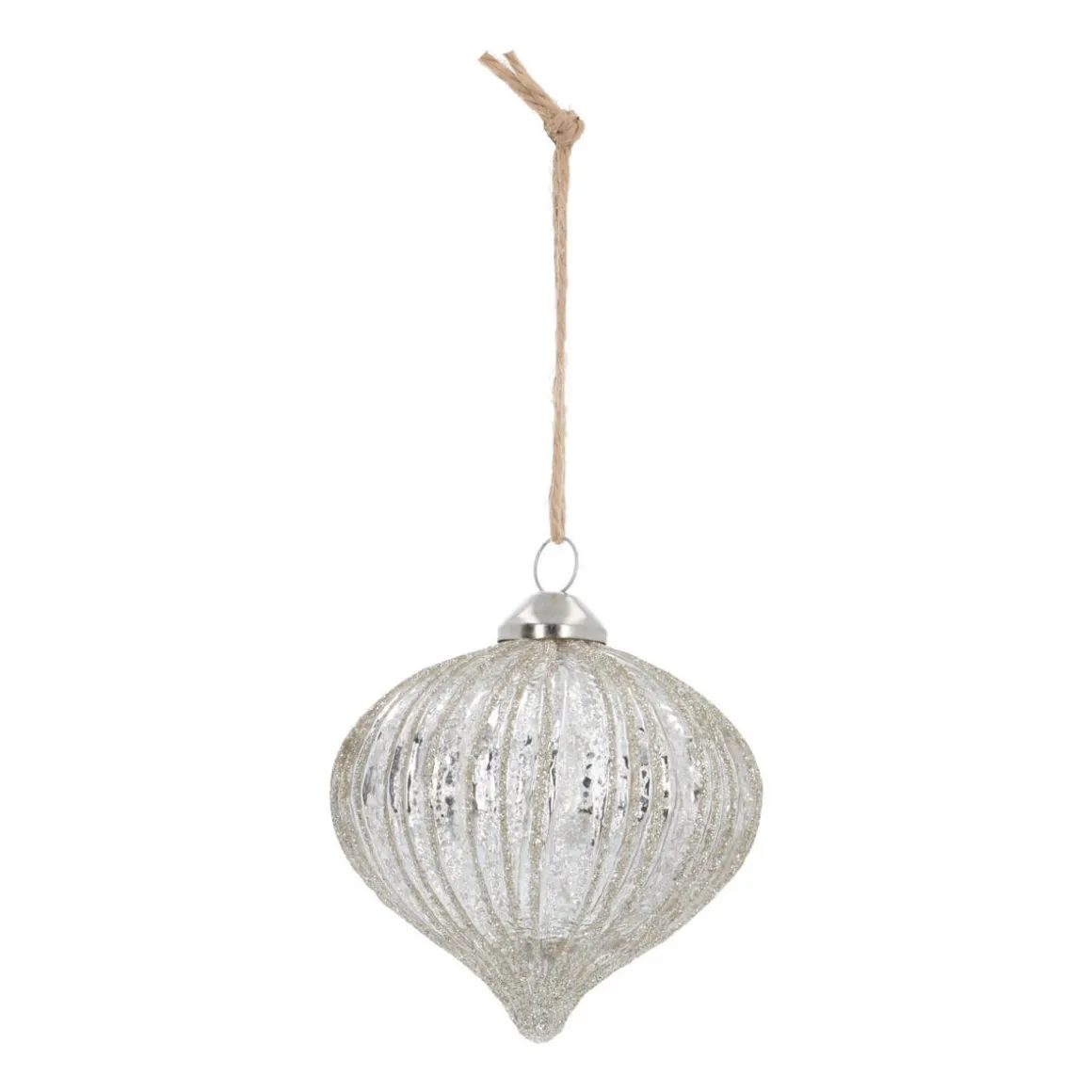 Onion Glass Bauble Lampion | Antique Silver | 8 Cm