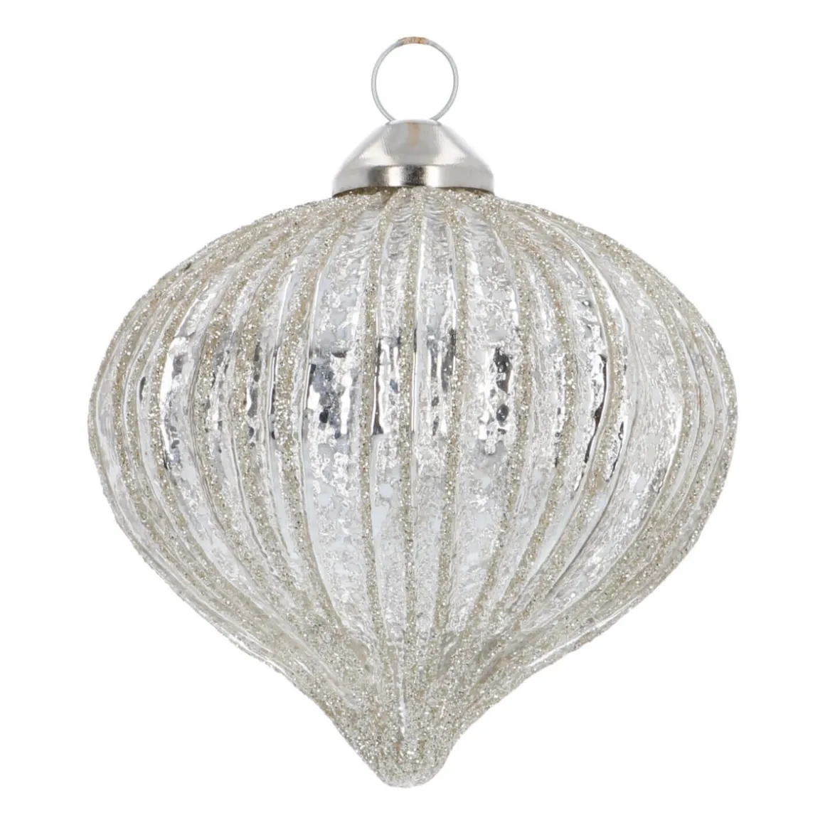 Onion Glass Bauble Lampion | Antique Silver | 8 Cm