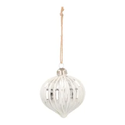 Onion Glass Bauble Lampion | Silver | 8 Cm