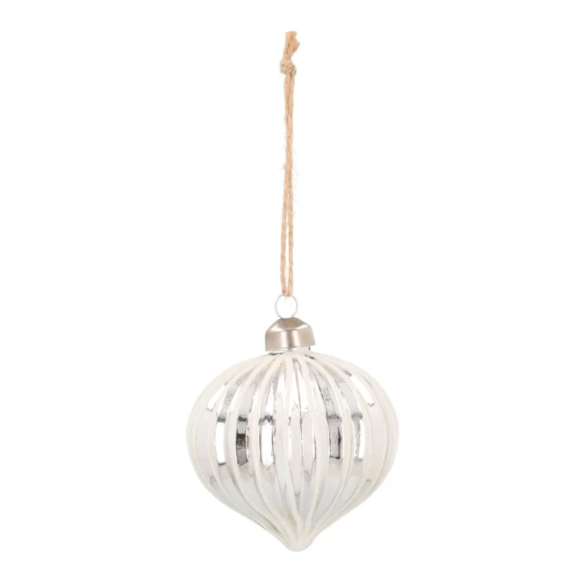 Onion Glass Bauble Lampion | Silver | 8 Cm
