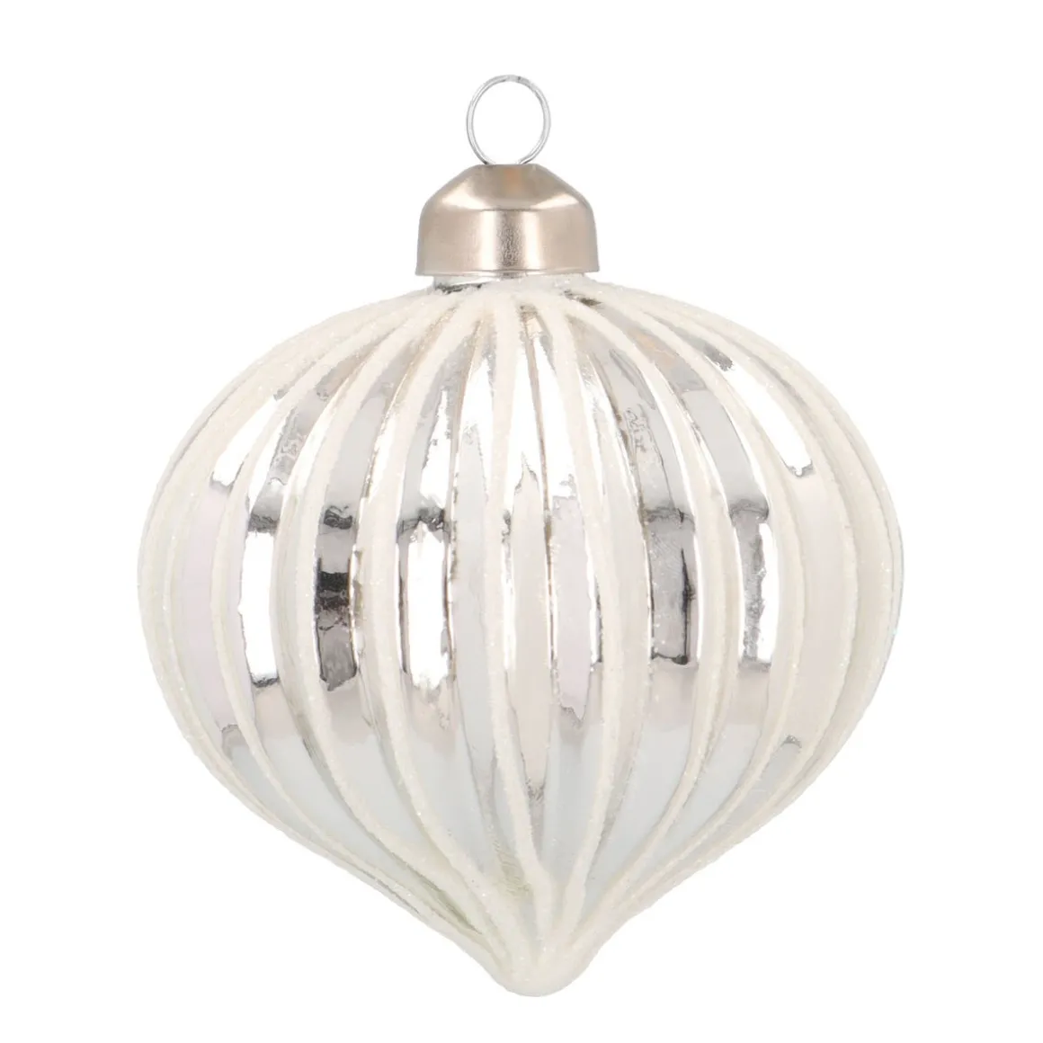 Onion Glass Bauble Lampion | Silver | 8 Cm