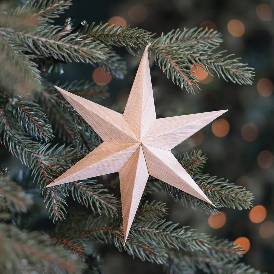 Paper Christmas Star With Realistic Wood Grain