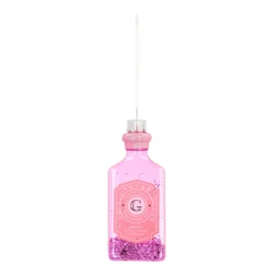 Pink Gin Bottle Christmas Ornament | Glass | Pink | 12cm