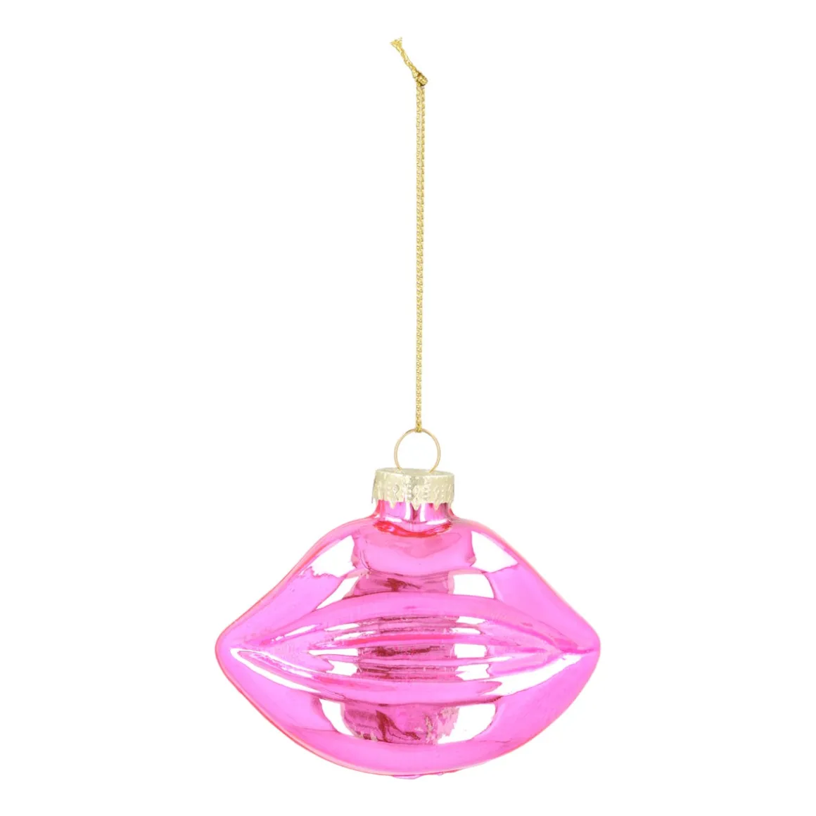 Pink Glass Mouth-shaped Ornament