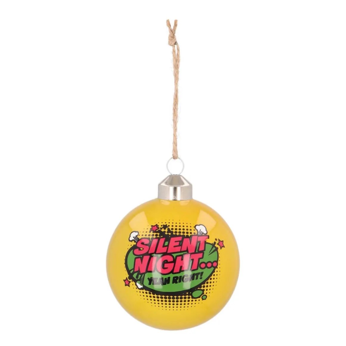 Pop-art Christmas Bauble "Silent Night" | Yellow | Glass | 8 Cm