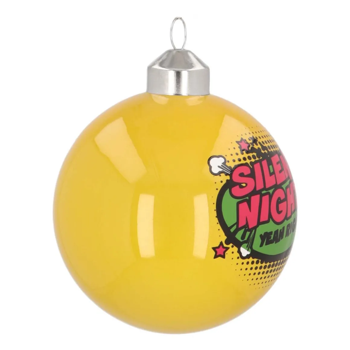 Pop-art Christmas Bauble "Silent Night" | Yellow | Glass | 8 Cm
