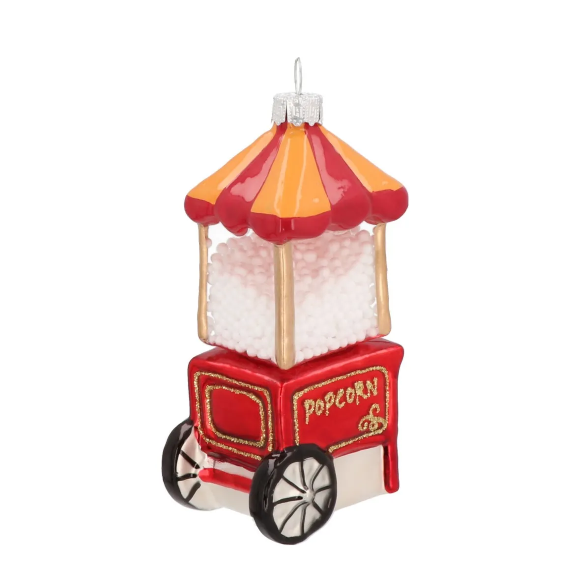 Popcorn Machine Glass Hanging Figurine 12cm Red