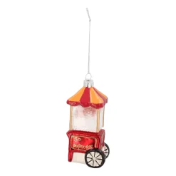 Popcorn Machine Glass Hanging Figurine 12cm Red