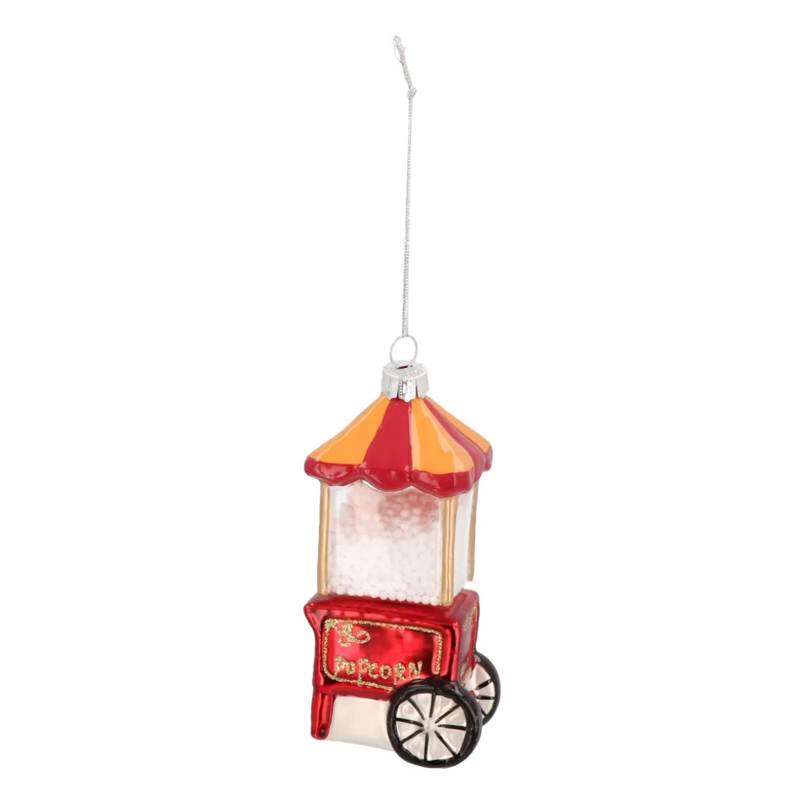 Popcorn Machine Glass Hanging Figurine 12cm Red