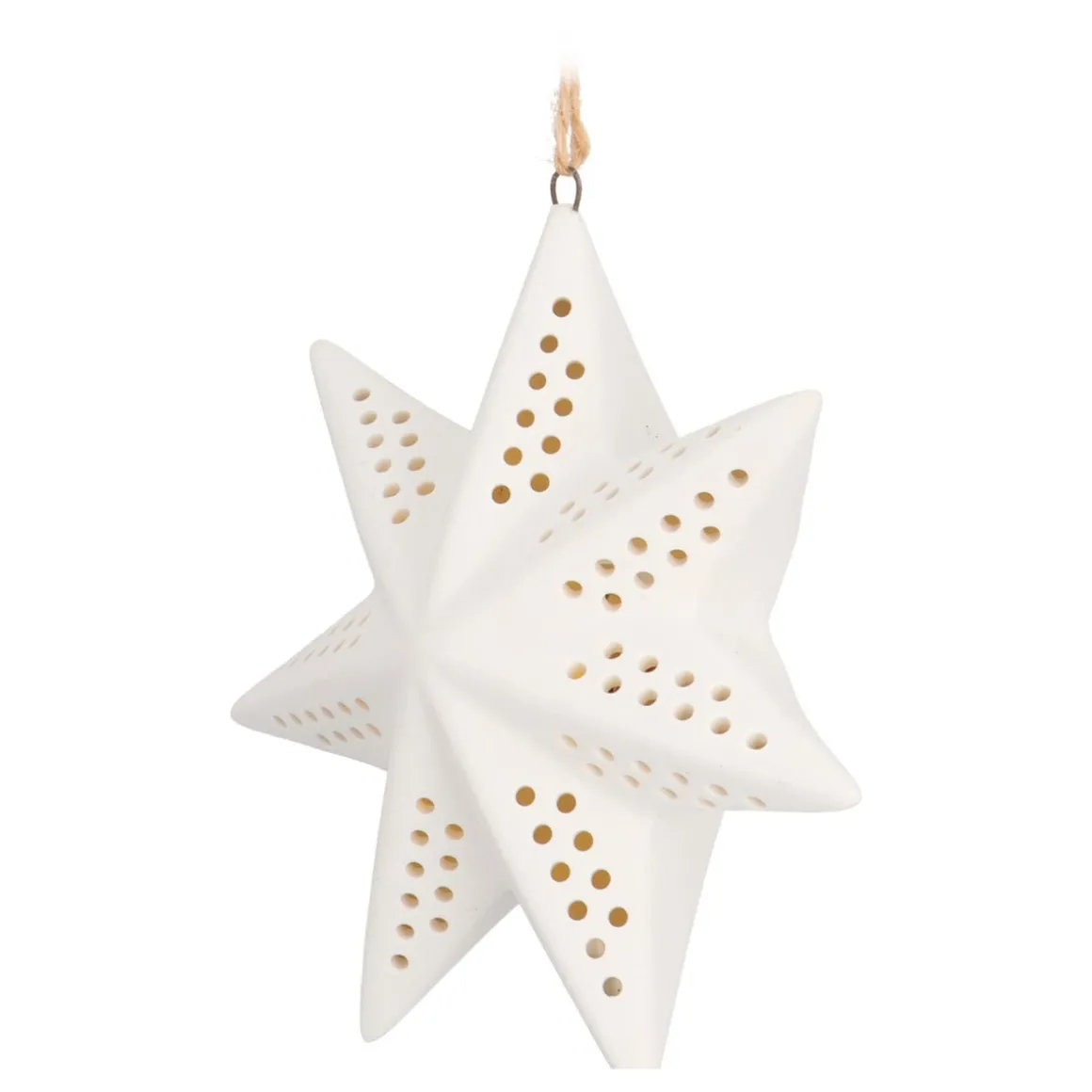 Porcelain Christmas Star With Warm White LED Light