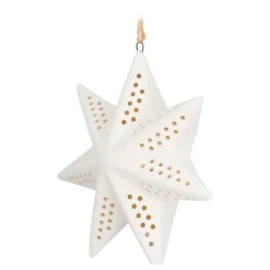 Porcelain Christmas Star With Warm White LED Light