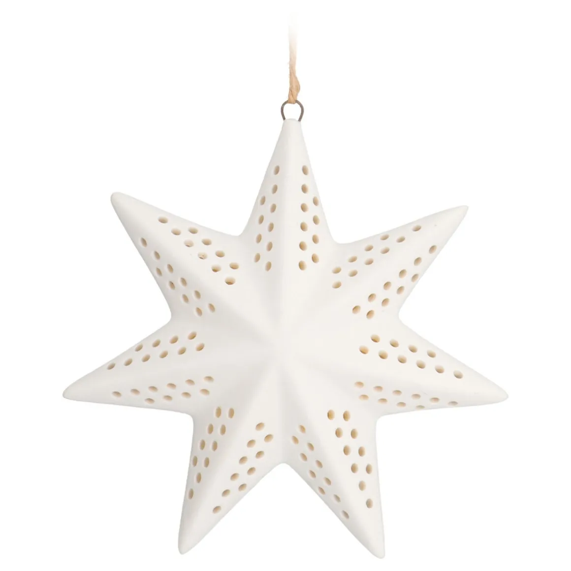 Porcelain Christmas Star With Warm White LED Light