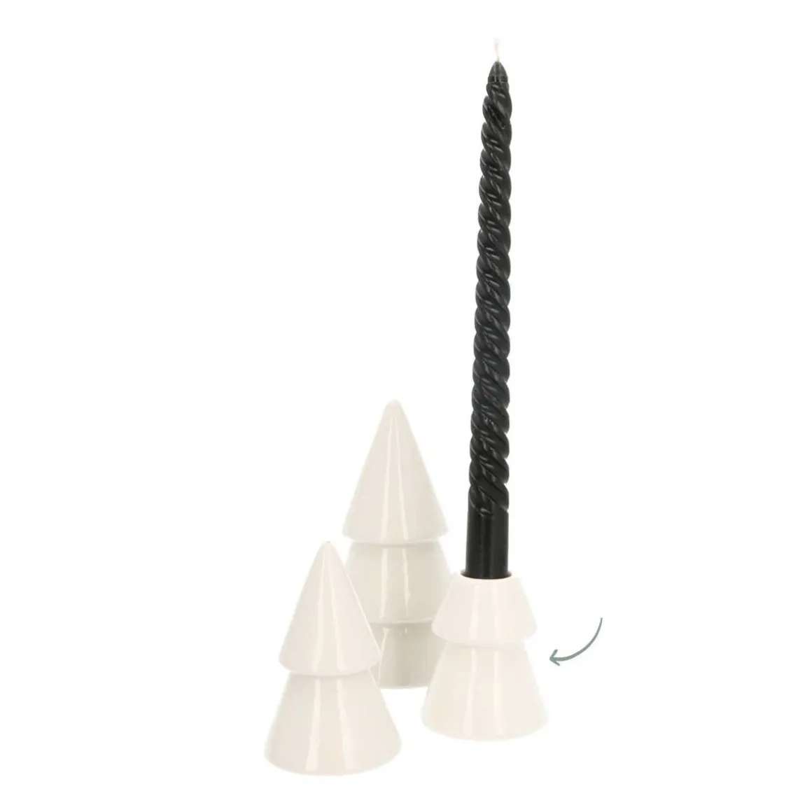 Porcelain Christmas Tree Candle Holder | White | 10 Cm