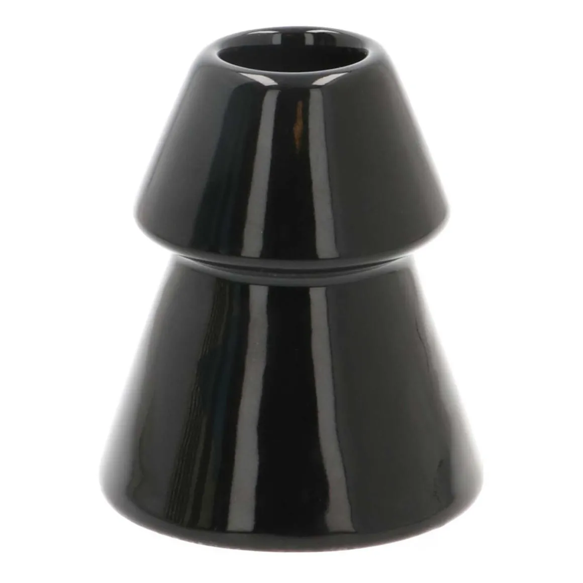 Porcelain Christmas Tree Candle Holder | Black | 10 Cm