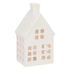 Porcelain House With LED | 19 Cm | White