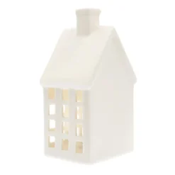 Porcelain House With LED | 19 Cm | White