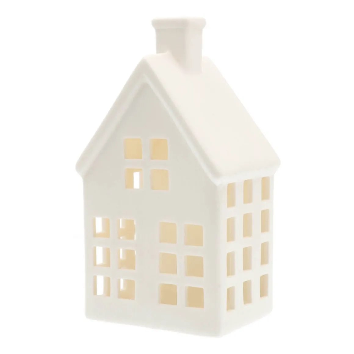 Porcelain House With LED | 19 Cm | White