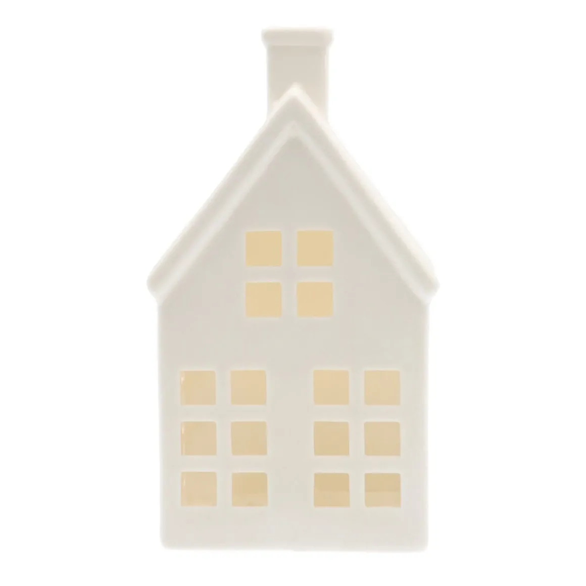 Porcelain House With LED | 19 Cm | White