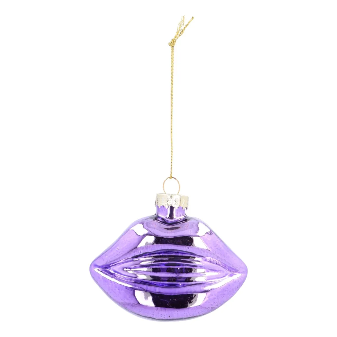 Purple Glass Lips Christmas Ornament
