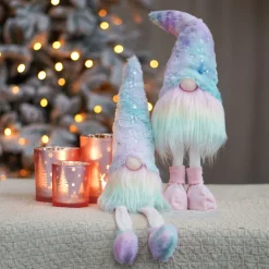 Rainbow-coloured Sitting Gnome | Fabric | 45cm