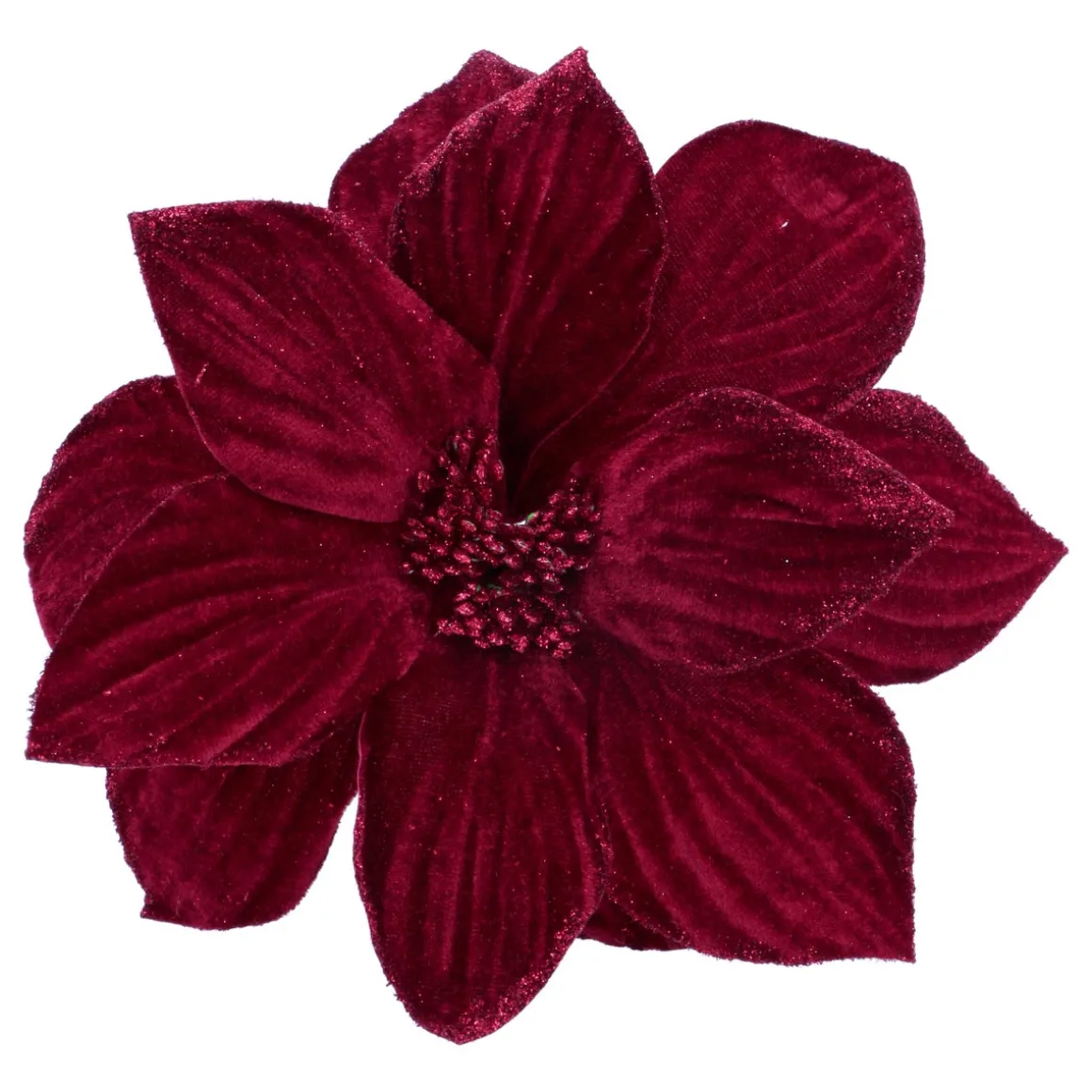 Red Christmas Rose With Glitter Leaves