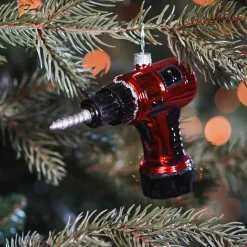 Red Drill Christmas Ornament | Glass | 10 Cm