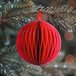 Red Paper Christmas Bauble 8 Cm