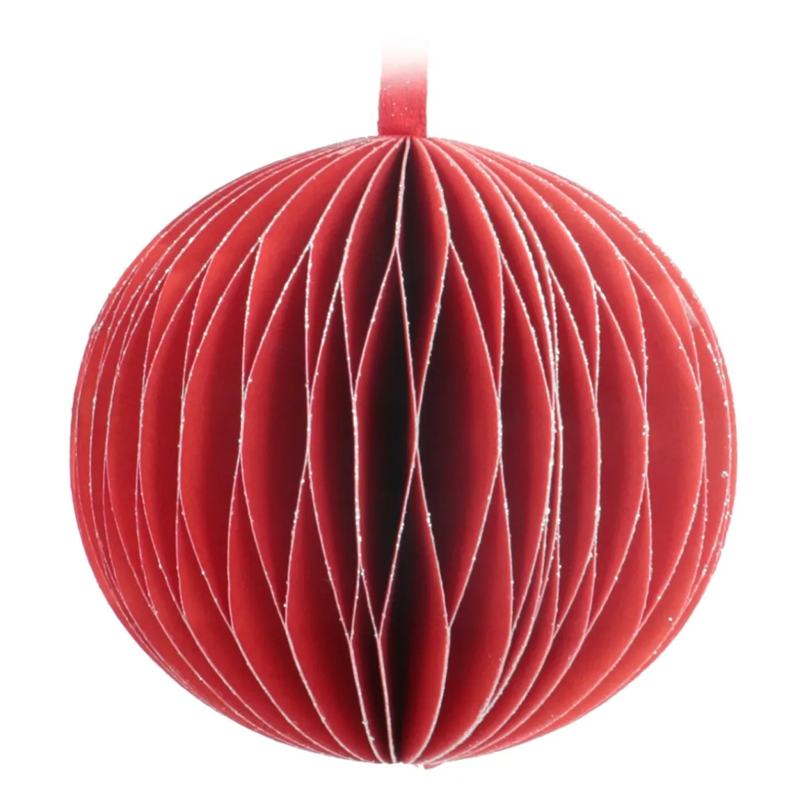 Red Paper Christmas Bauble 8 Cm