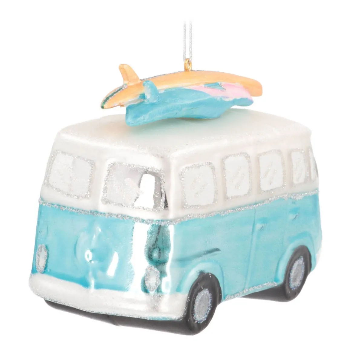 Retro Van Ornament | Glass | Blue | 12cm