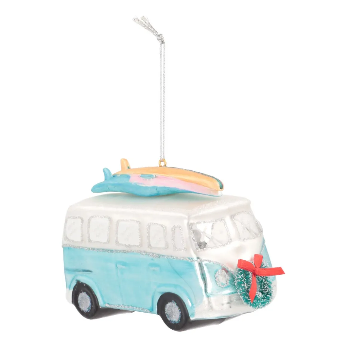 Retro Van Ornament | Glass | Blue | 12cm
