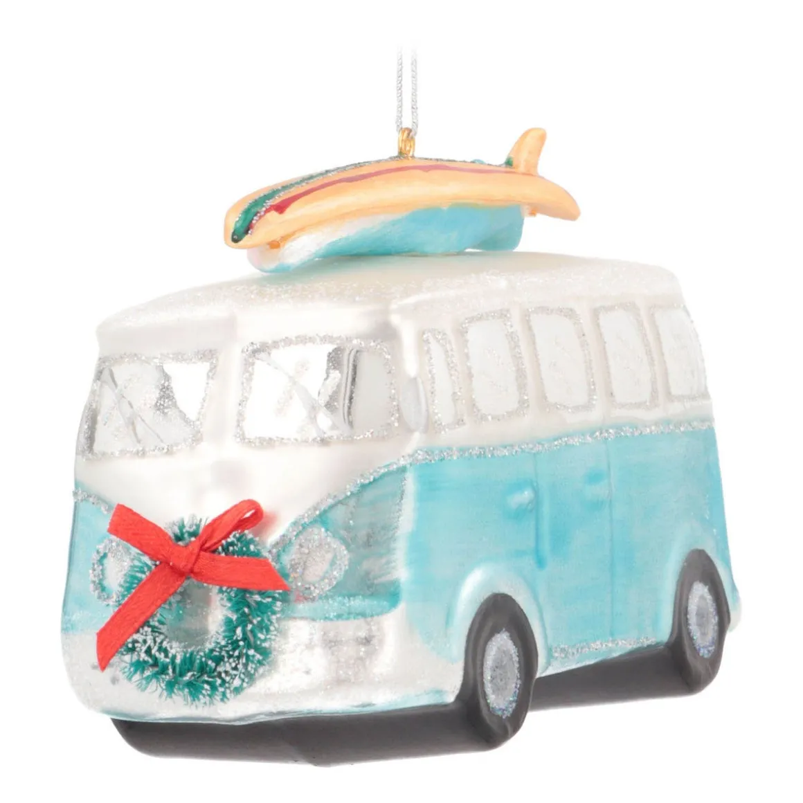 Retro Van Ornament | Glass | Blue | 12cm