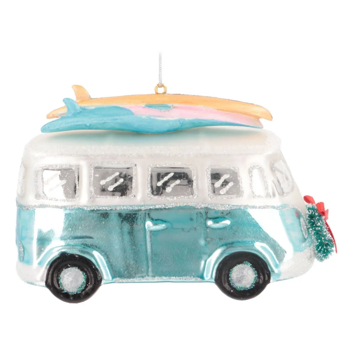Retro Van Ornament | Glass | Blue | 12cm