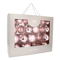Romantic Light Pink Bauble Set 44 Pieces In A Handy Box