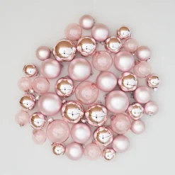 Romantic Light Pink Bauble Set 44 Pieces In A Handy Box