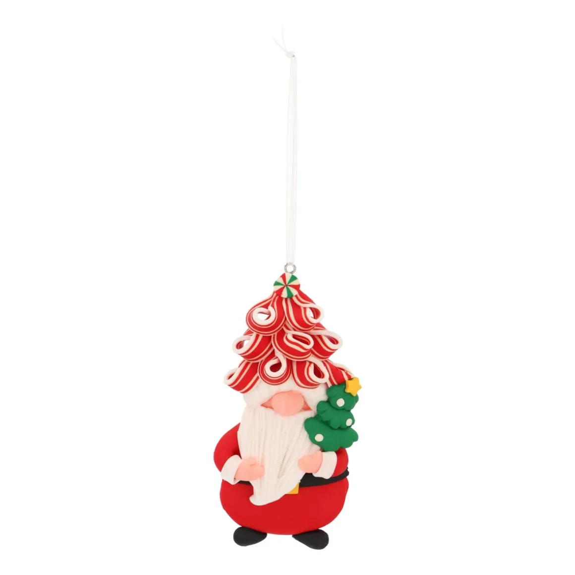 Santa Claus Ornament Trendy Haircut And Christmas Tree