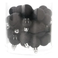 Set Of 32 Black Mini Shatterproof Baubles, 2.5-4 Cm