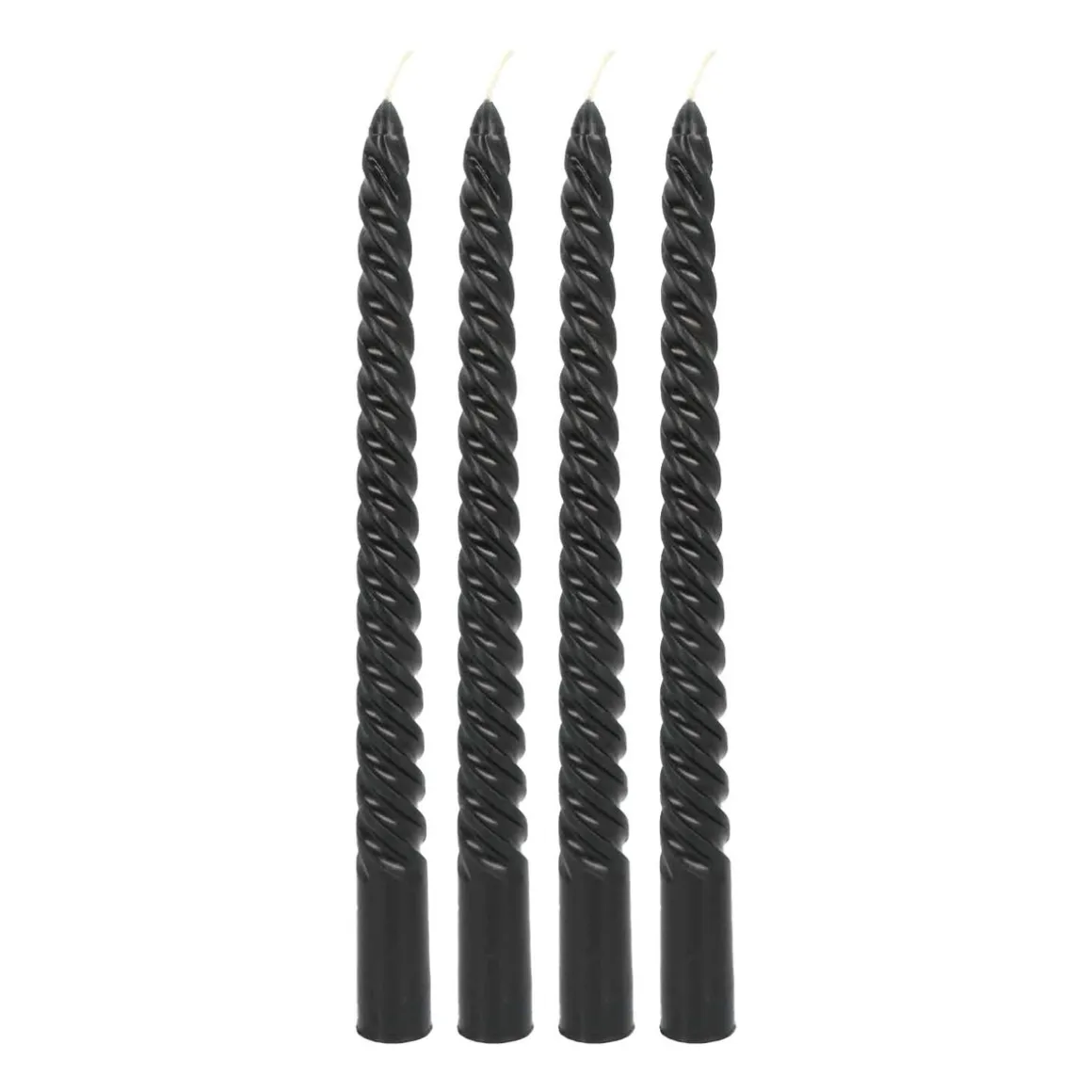 Set Of 4 Black Twist Candles | 25 Cm
