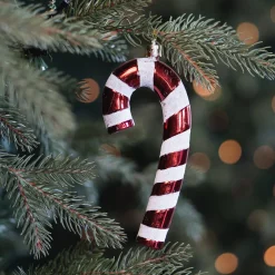 Set Of 4 Candy Cane Christmas Ornaments | 17cm (7") | Red