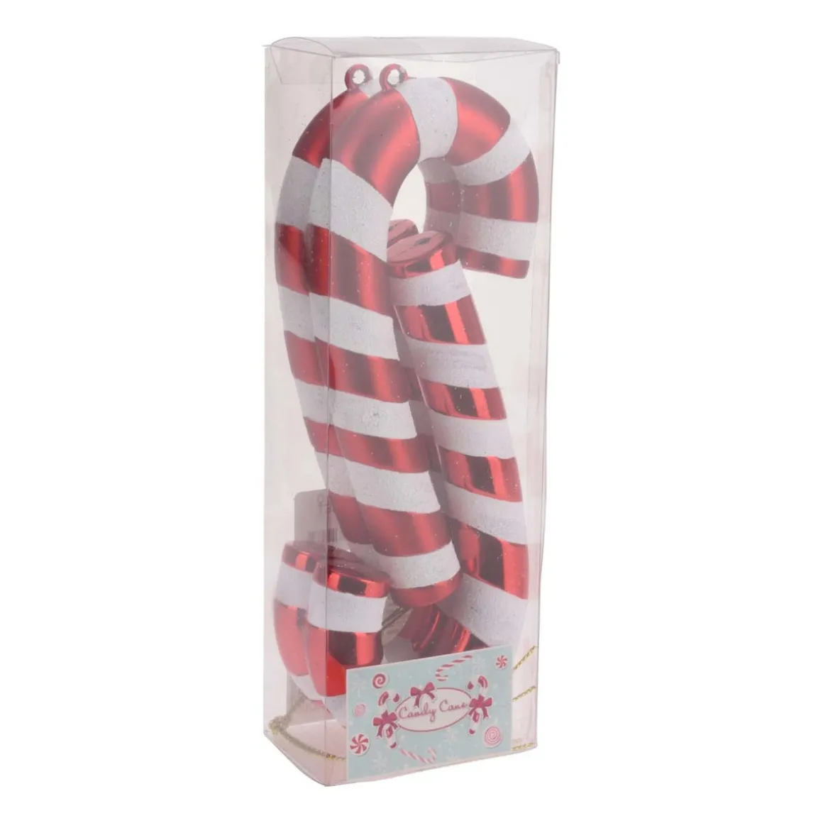 Set Of 4 Candy Cane Christmas Ornaments | 17cm (7") | Red